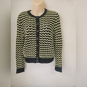 Zara-Cardigan Women's S Black And Lime 81%Cotton.